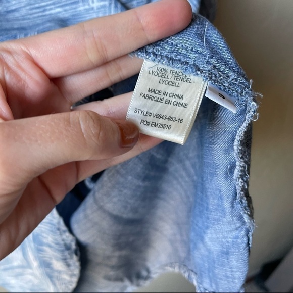 Cloth and Stone Blue Chevron Long Sleeve Shirt‎ Dress - Picture 6 of 9